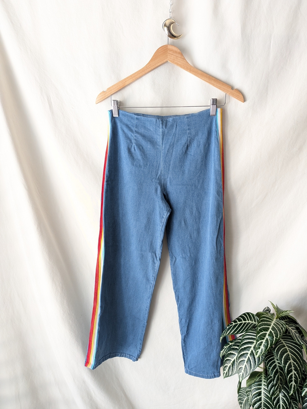 Better Be Blue Straight-Leg Jeans with Rainbow Side Stripes